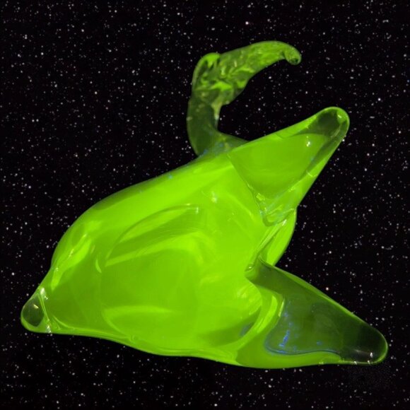 Venetian Clear Art Glass Bird Duck Clear Crystal Green Manganese 365nm UV Glow - Picture 2 of 16